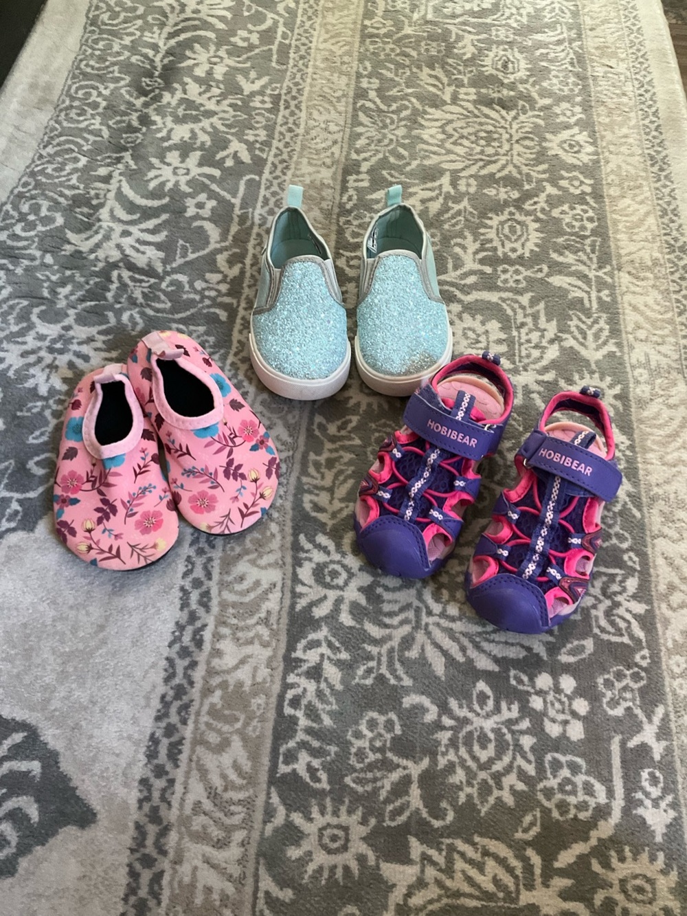 OshKosh B'gosh Glitter Sneakers Pink Floral Water Shoes Hobibear sandals 6
